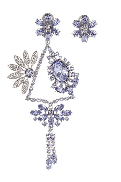 Burberry Asymmetrical Crystal Daisy Drop Clip